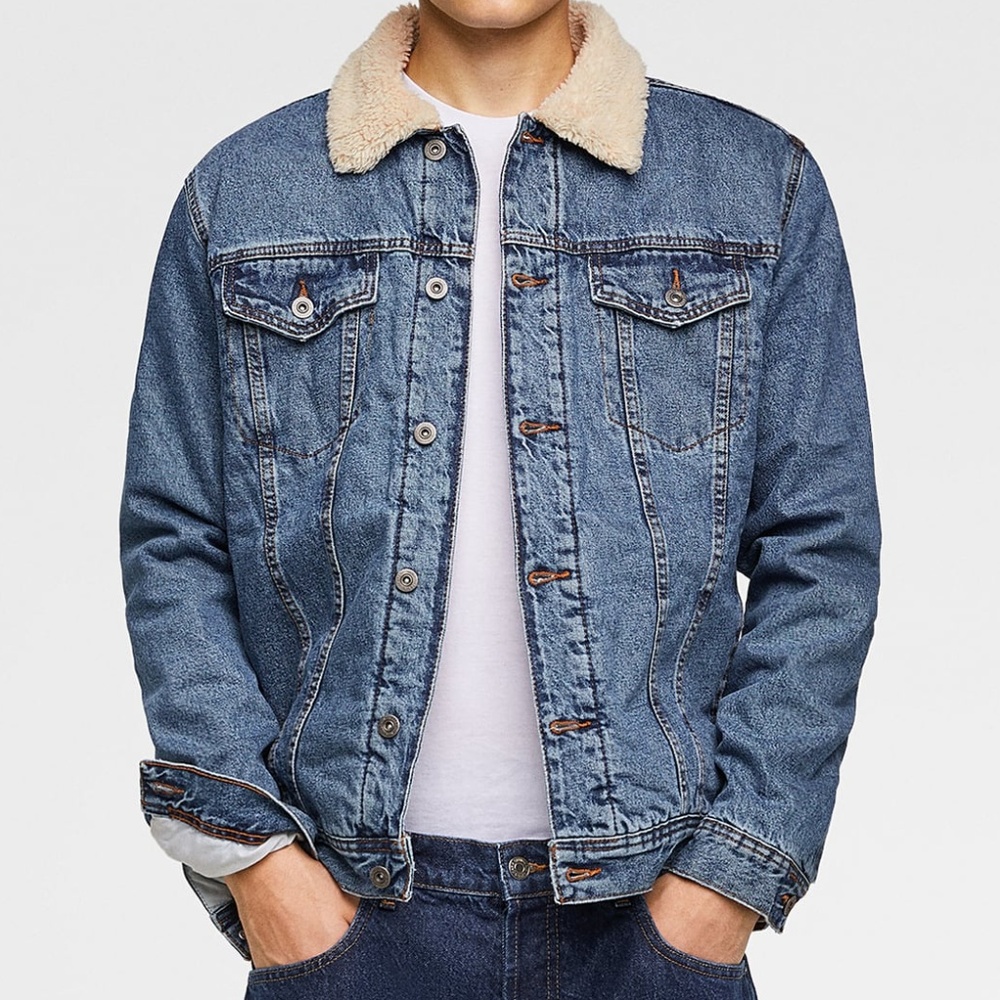 Zara Oversized Fleece-lined Denim Jacket